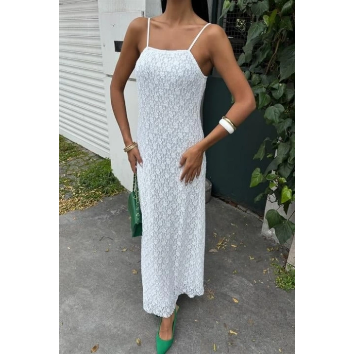 Askıları Ayarlanabilir Örme Dantel Elbise 2879