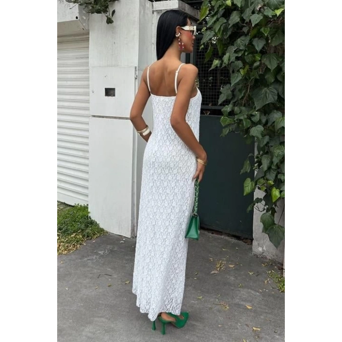 Askıları Ayarlanabilir Örme Dantel Elbise 2879