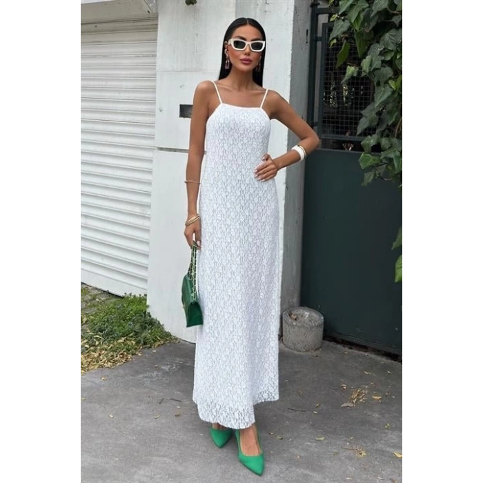 Askıları Ayarlanabilir Örme Dantel Elbise 2879
