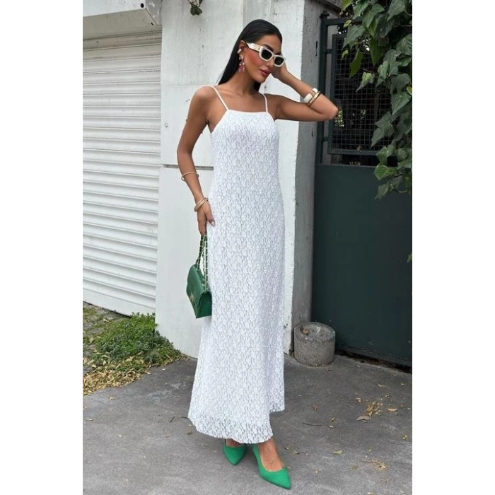 Askıları Ayarlanabilir Örme Dantel Elbise 2879