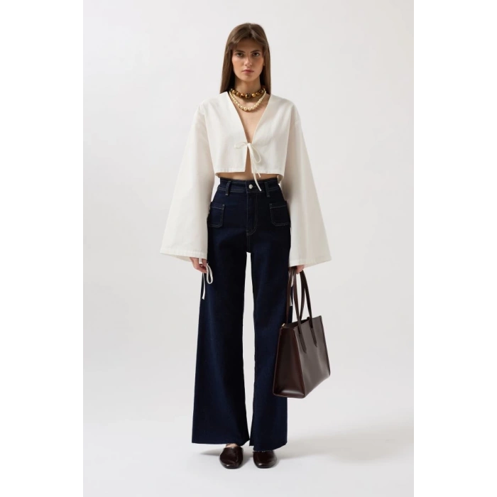 Bağlama Detay Uzun Kol Bluz