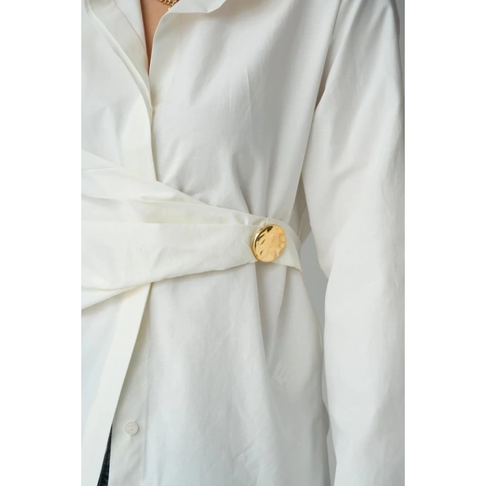 Bağlamalı Gömlek - Ekru