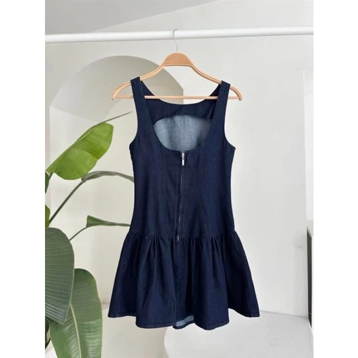 Balon Etekli Tensel Mini Elbise 2887