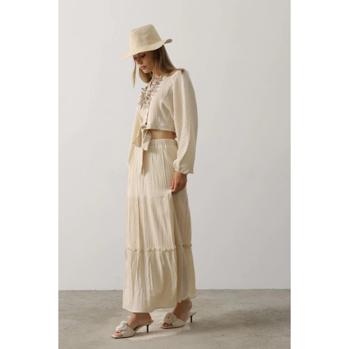 Balon Kollu Etekli Kaş Takım - Taş