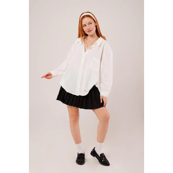 Basic Oversize Beyaz Gömlek