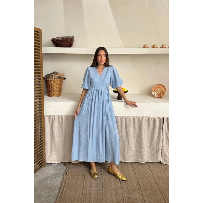 Bebe Mavi Müslin Uzun Elbise