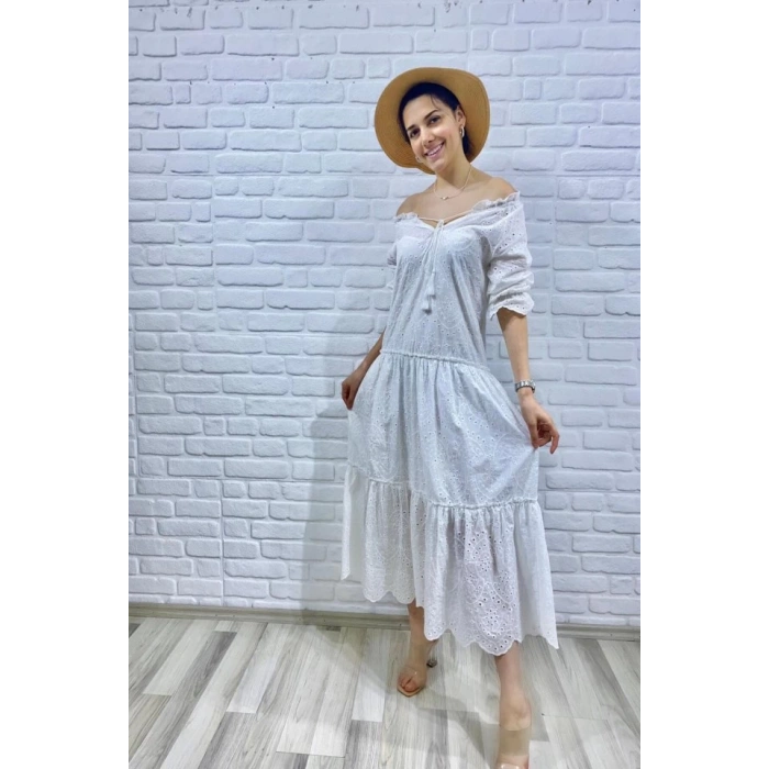 Beyaz Dantelli New Elbise
