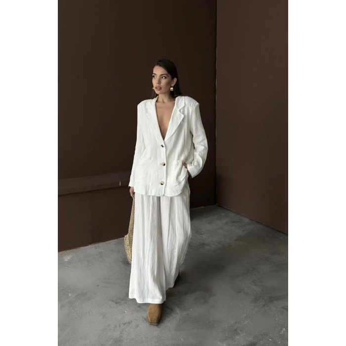 Beyaz Oversize Müslin Takım