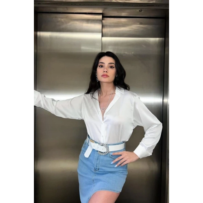 Beyaz Saten Gömlek