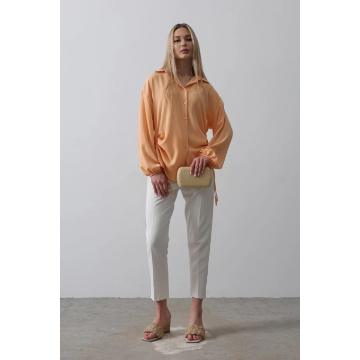 Biye Detaylı Ayrobin Gömlek - Somon