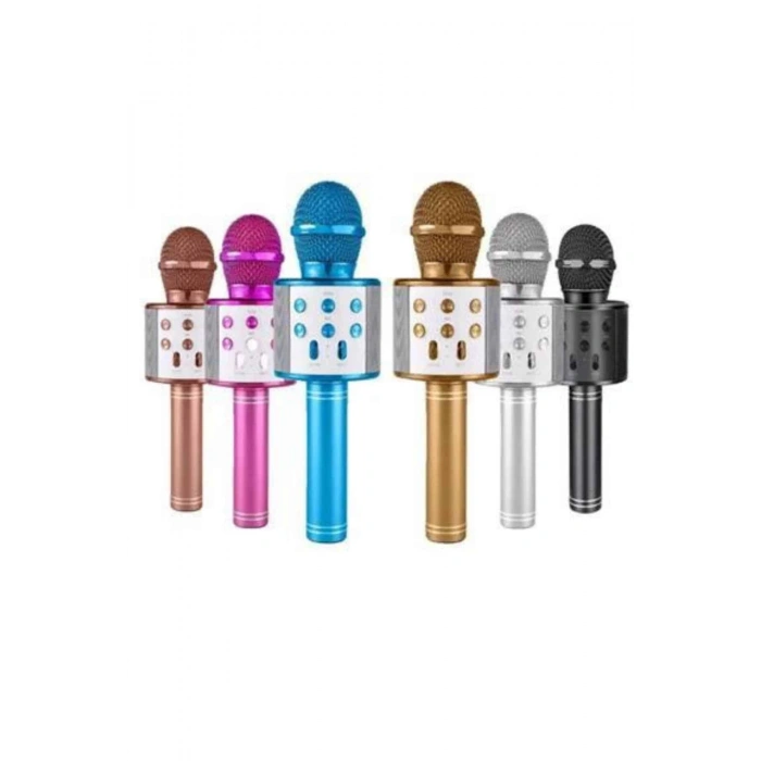 Bluetooth Hoparlör USB AUX SD Kart Kaoroke Mikrofon Uzun Pil Ömrü