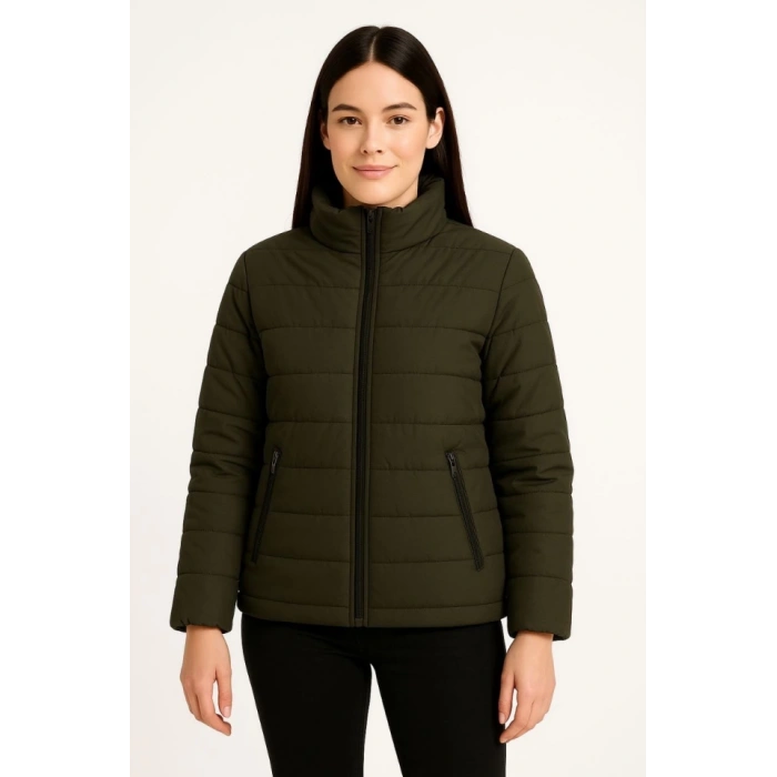 Bomber Mont Ceket – Su İtici Kumaş, Kapitone Astarlı, Fermuarlı, Kışlık - Haki