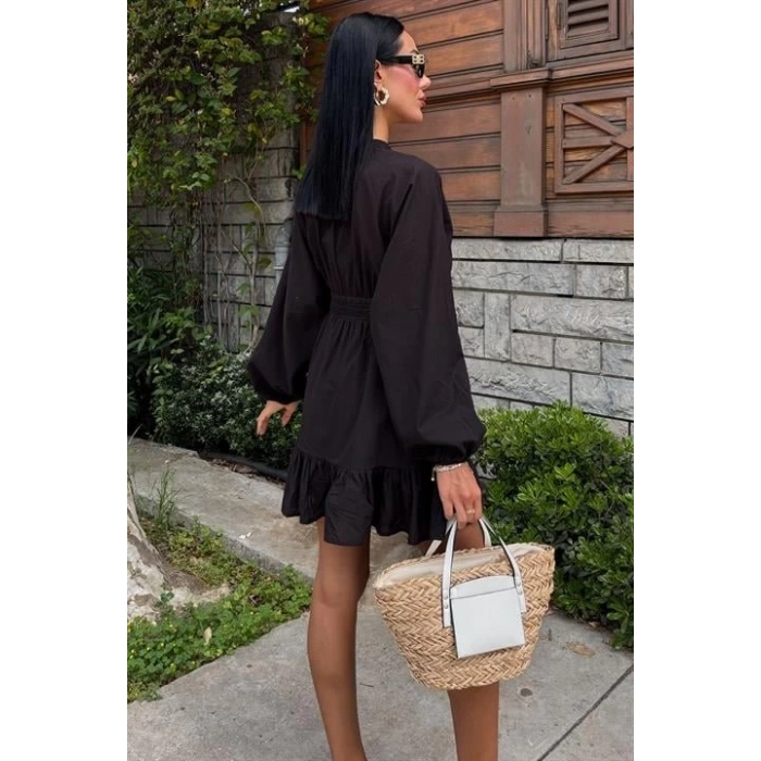 Brode Şeritli Eteği Fırfırlı Elbise 2897