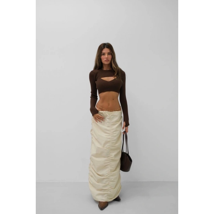 Büzgü Detay Maxi Etek