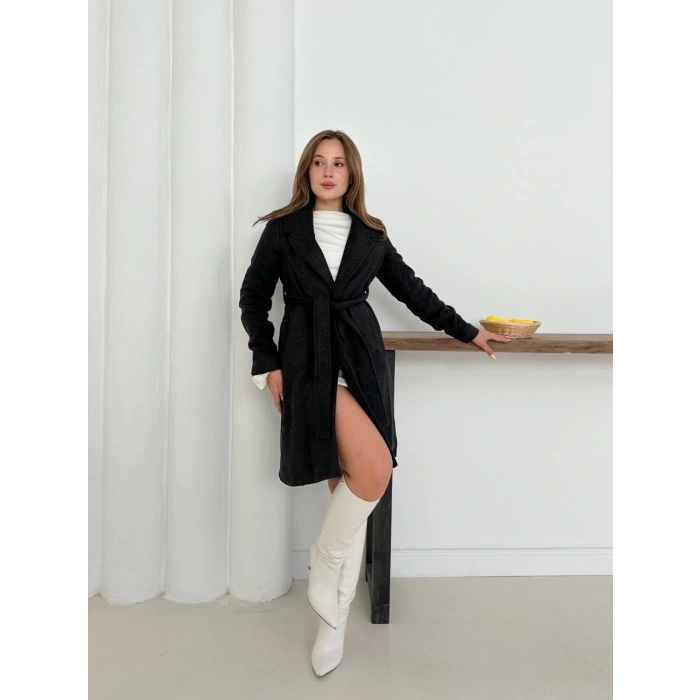 Cepli kuşaklı kaşe kaban antrasit st26458