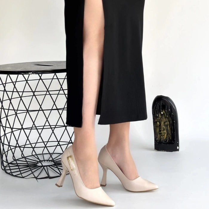 Cerin Bej Cilt Topuklu Ayakkabı