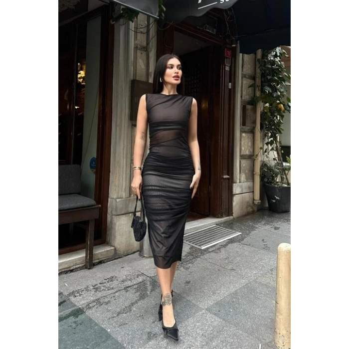 Cindy Transparan Tül Elbise 2683-8