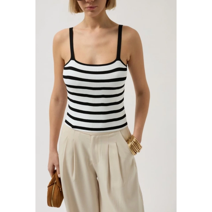 Çizgili Askılı Bluz