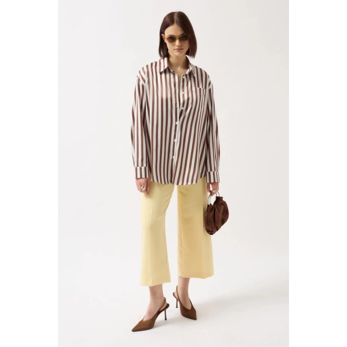Çizgili Saten Gömlek