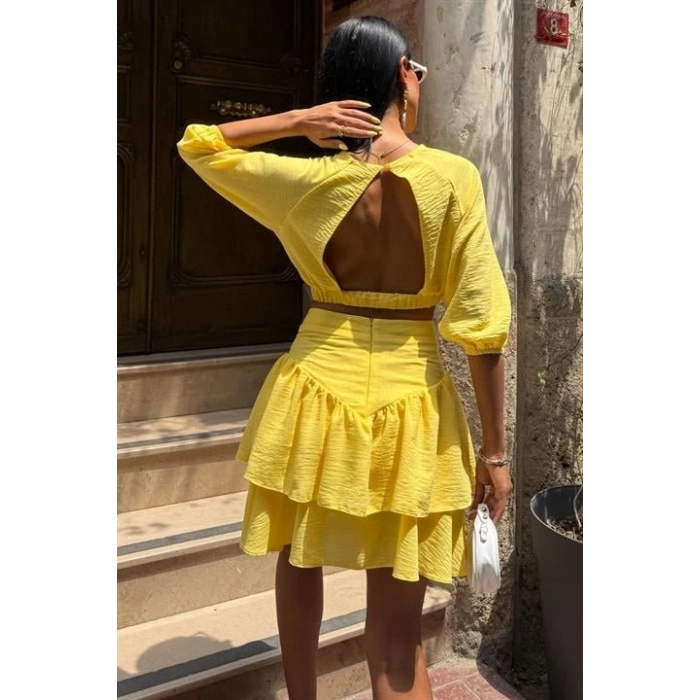 Crop Bluz Ve Kat Kat Etekli Takım 10207