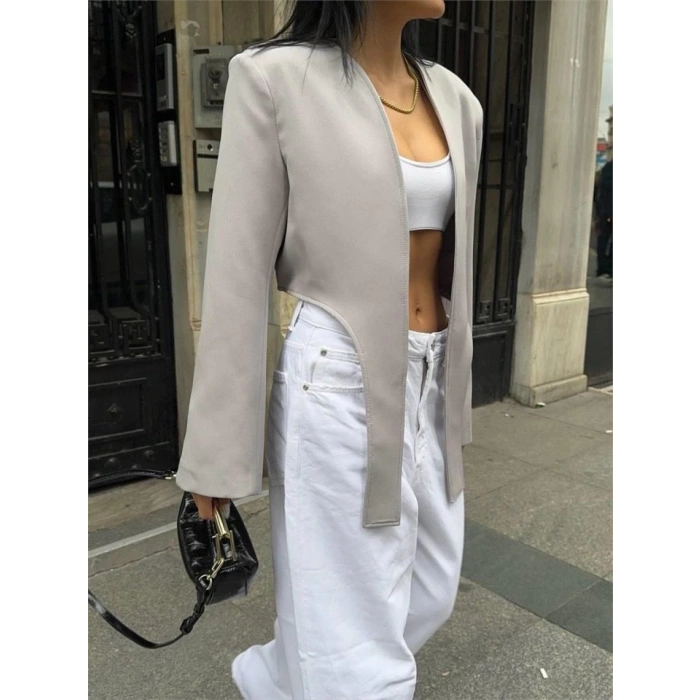 CROP CEKET BAĞLAMA KUYRUKLU - Gri