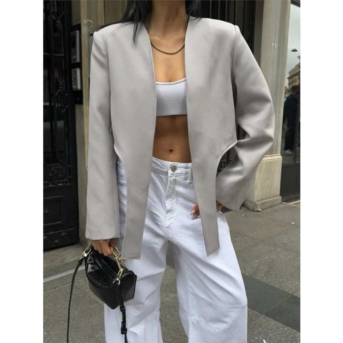 CROP CEKET BAĞLAMA KUYRUKLU - Gri