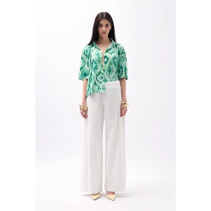 Desenli Saten Gömlek