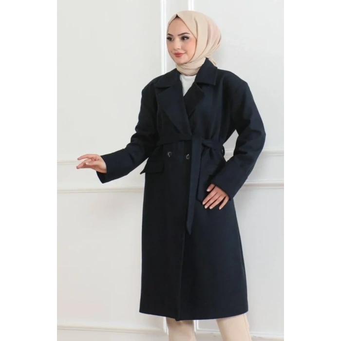 Düğmeli İçi Astarlı Kaşmir Kaşe Kaban - Laci