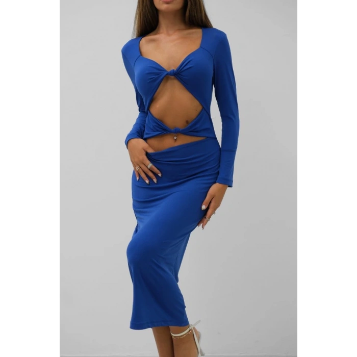 Düğüm Detaylı Midi Boy Elbise