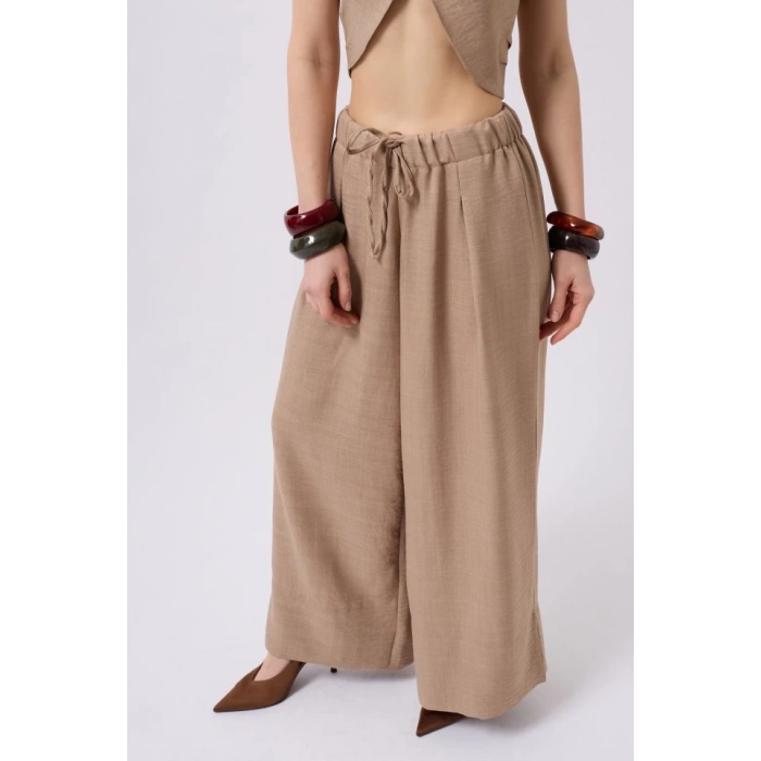 Düşük Bel Oversize Keten Pantolon