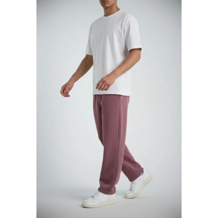 Erkek Baggy Alt Eşofman - Gül Kurusu