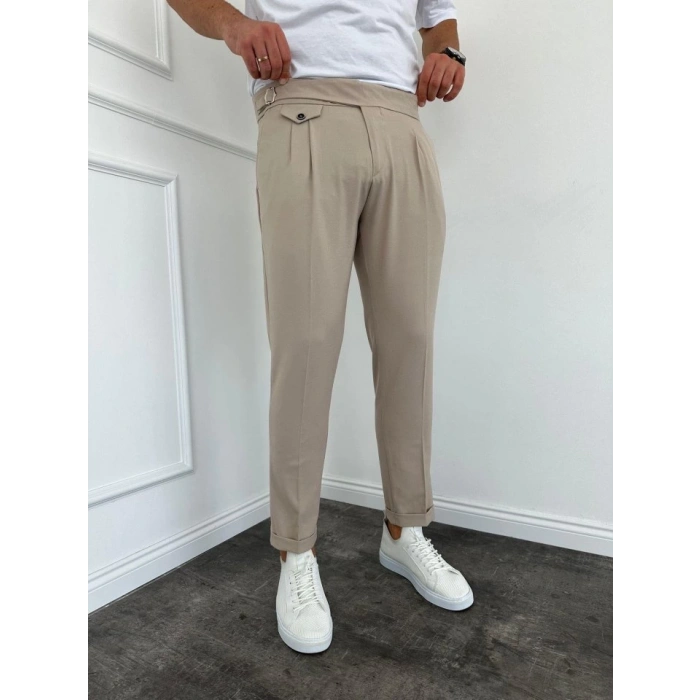 Erkek Bel Toka Detaylı Pileli Old Money Pantolon