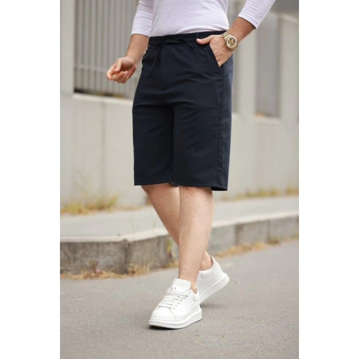 Erkek Beli Bağcıklı Ve Düğmeli Bezayağı Kumaş şort