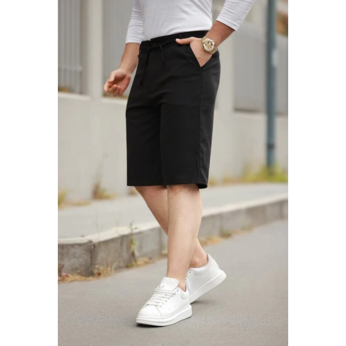 Erkek Beli Bağcıklı Ve Düğmeli Bezayağı Kumaş şort