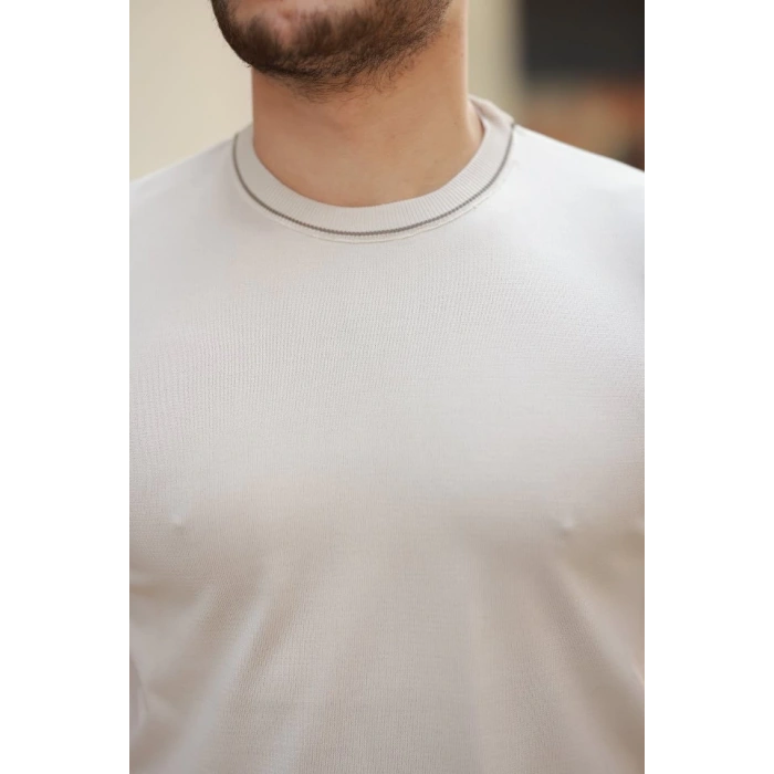 Erkek Bisiklet Yaka Ribanalı Kısa Kollu Tshirt