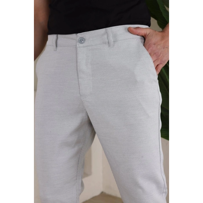 Erkek Casual Slim Fit Cord Desenli Kumaş Pantolon