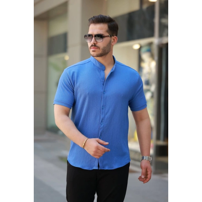 Erkek Hakim Yaka Kısa Kollu Gömlek