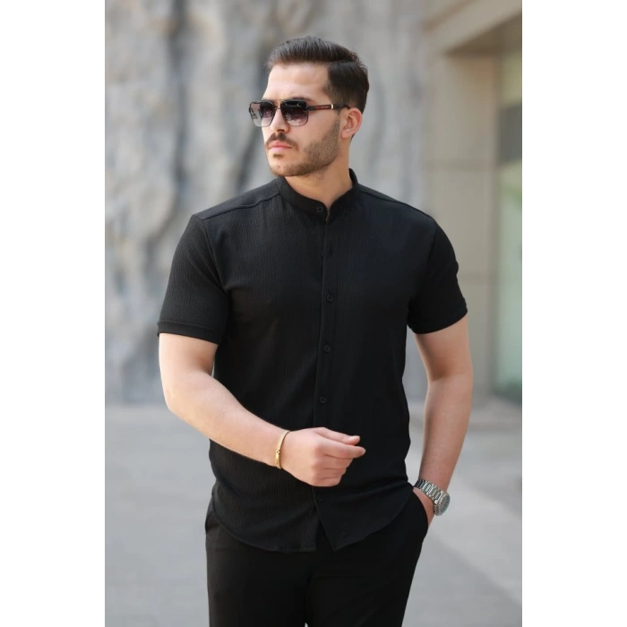 Erkek Hakim Yaka Kısa Kollu Gömlek