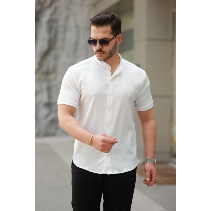 Erkek Hakim Yaka Kısa Kollu Gömlek