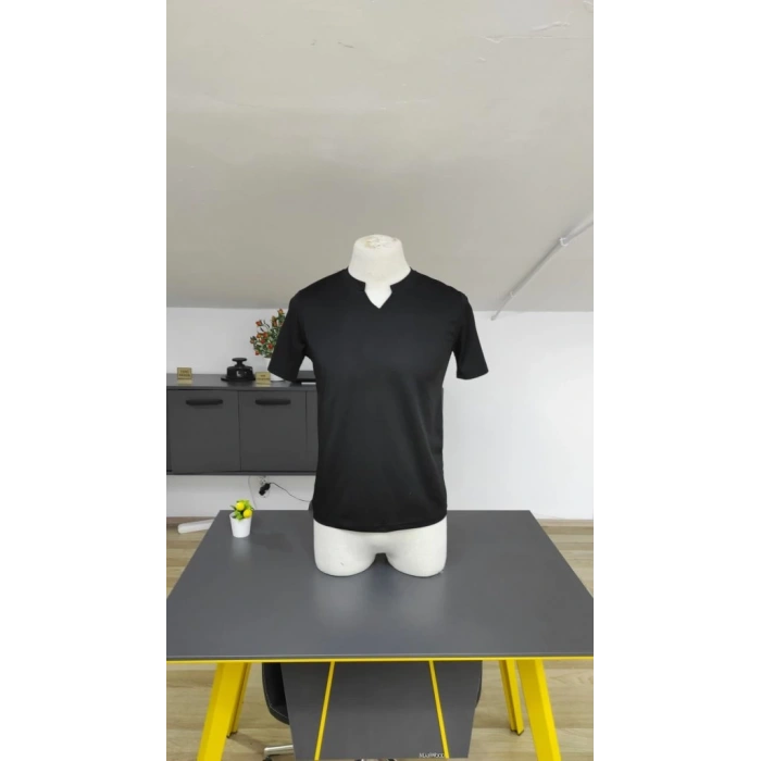 Erkek Kısa Kollu Bisiklet Yaka Burgu Bluz