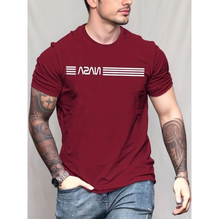 Erkek Kısa Kollu Nasa Baskı Basic Erkek T-shirt