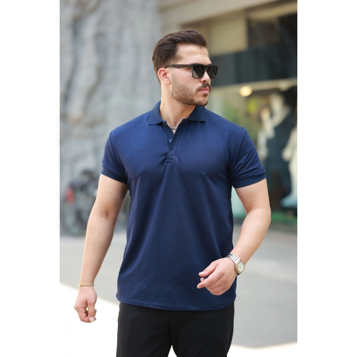 Erkek Kısa Kollu Yakalı Viskon Iki Iplik Erkek Tişört