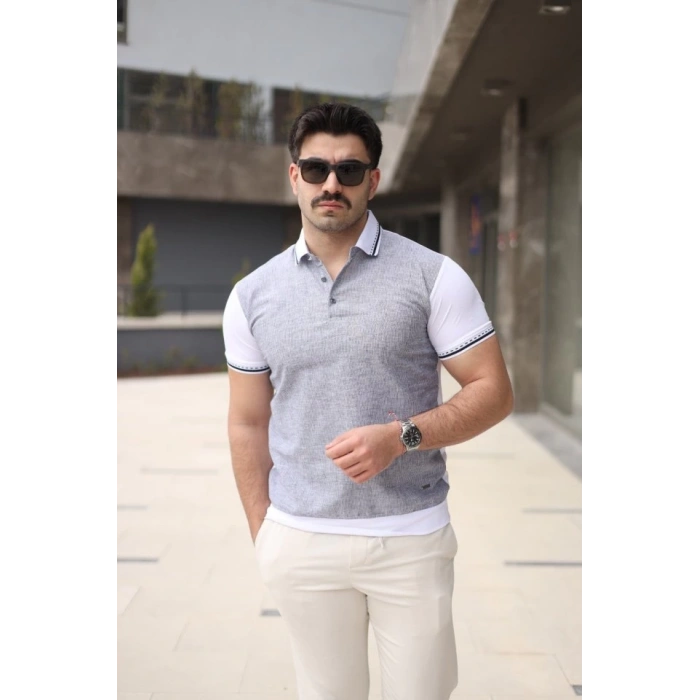 Erkek Polo Yaka Fermuar Detaylı Tişört