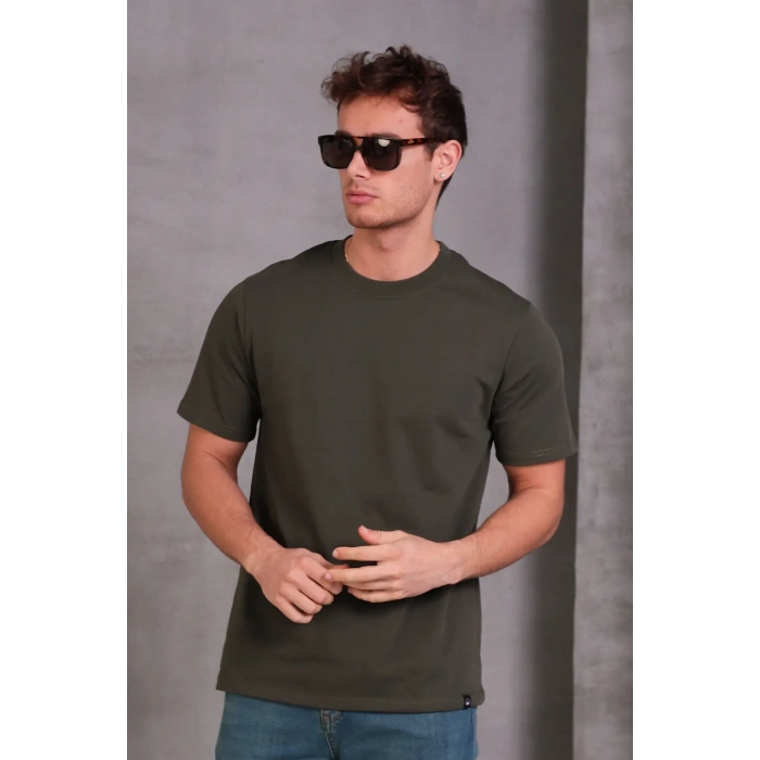 Erkek Relax Fit Bisiklet Yaka %100 Pamuk Rahat Kesim Basic Tişört