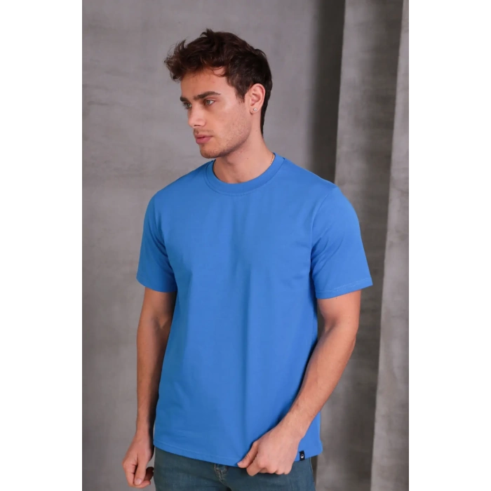 Erkek Relax Fit Bisiklet Yaka %100 Pamuk Rahat Kesim Basic Tişört