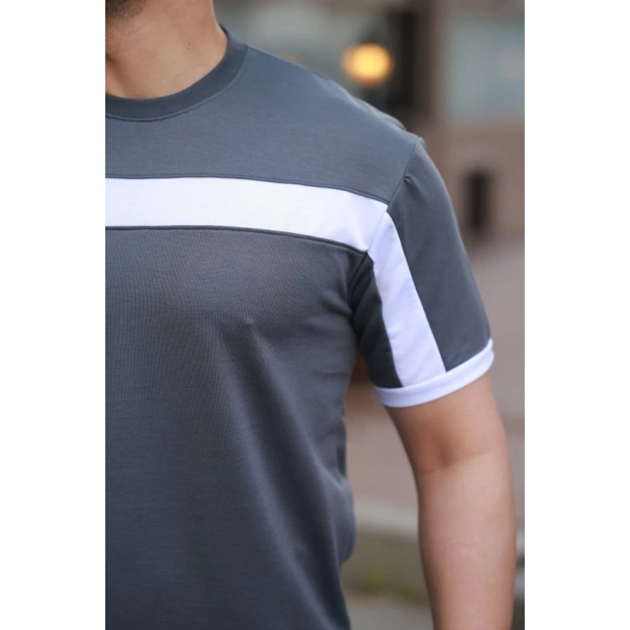 Erkek şerit Detaylı Kısa Kollu T-shirt