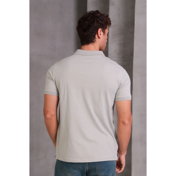 Erkek Slim Fit Pamuklu Yumuşak Doku Nefes Alan Kumaş Yakalı Tişört