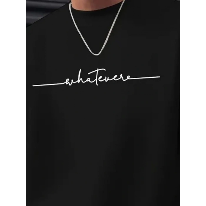 Erkek Uzun Kollu Bisiklet Yaka Yazı Baskılı Iki Iplik Bluz