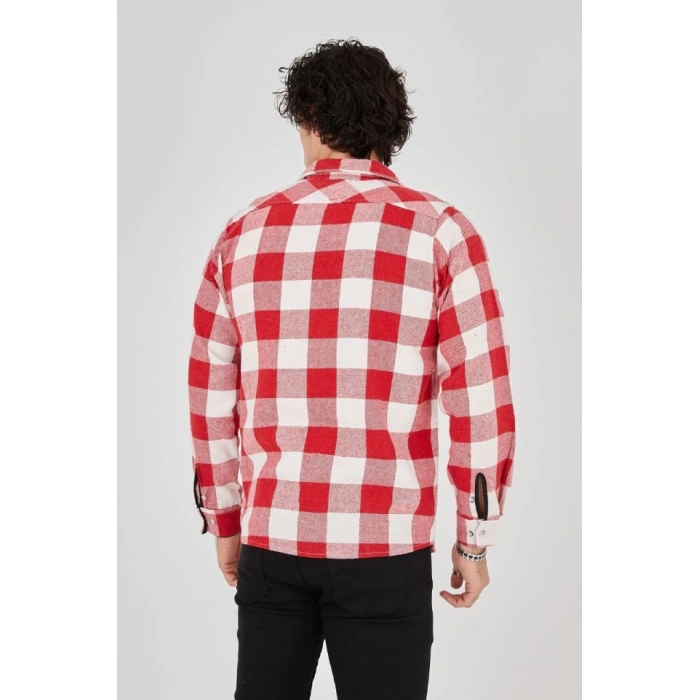 Erkek Uzun Kollu Oduncu Gömlek - Kırmızı