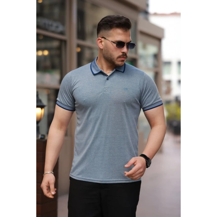 Erkek Yakalı Kagi Kumaş Kısa Kollu T-shirt